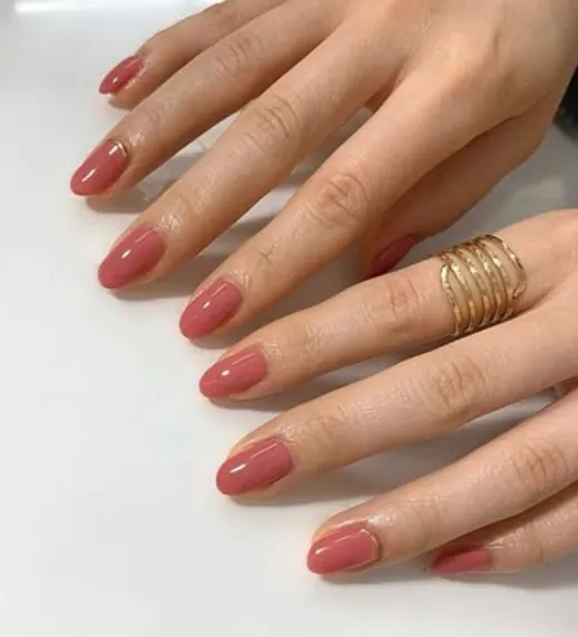 Dusty Rose with Gold Cuticle Cuffs